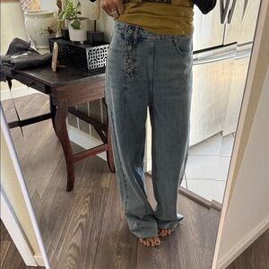 Commense Light Blue Denim Jeans side buttons